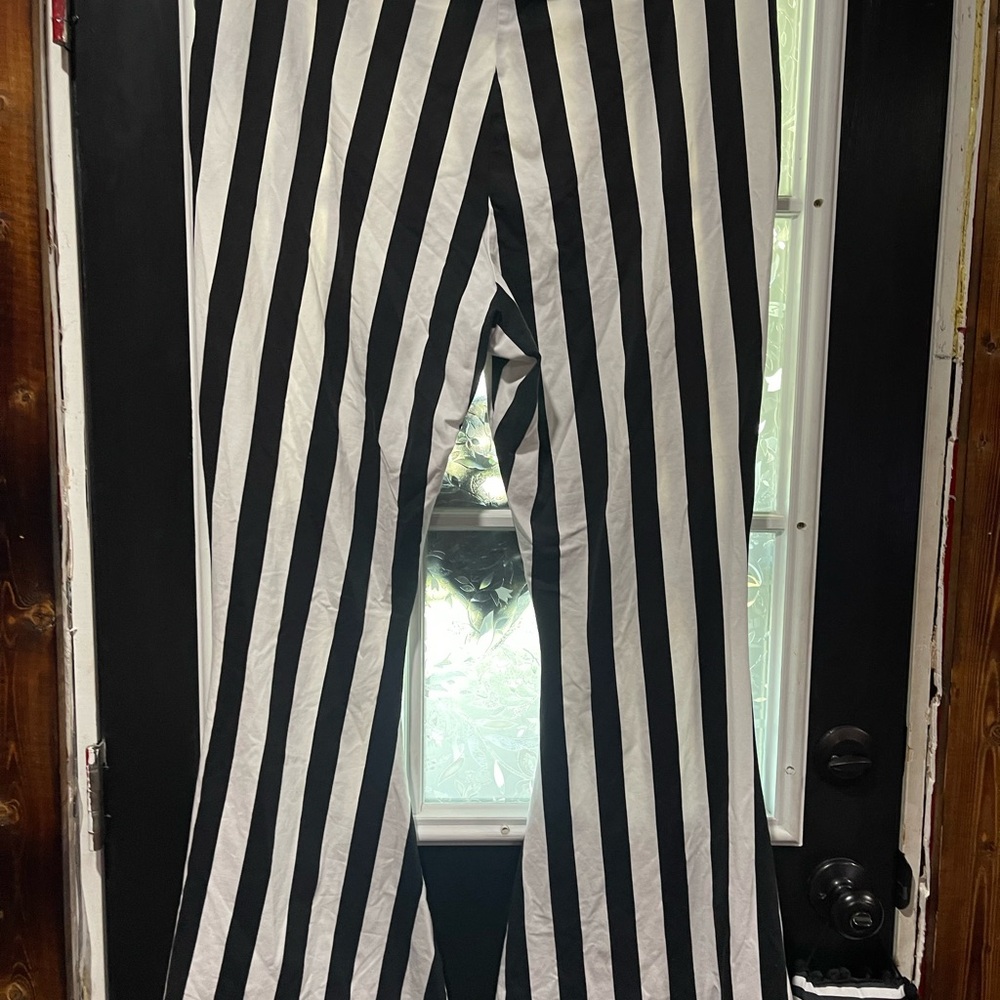 Killstar Black and White Striped Flare Pants